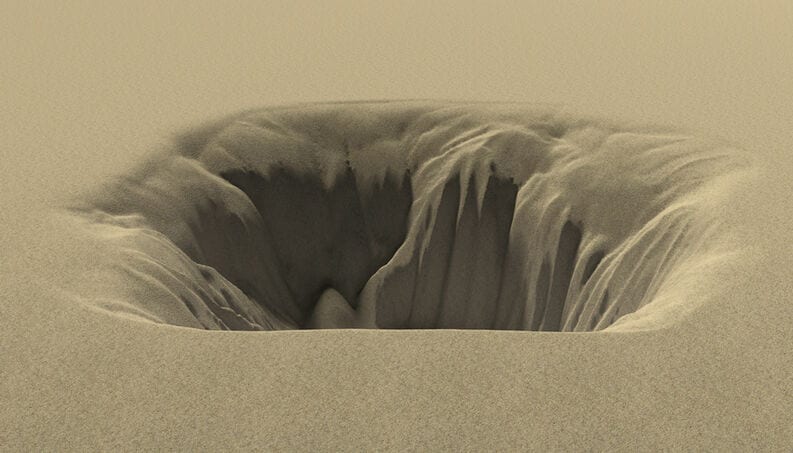 areia movediça é um fenômeno natural. Ela ocorre quando uma porção
